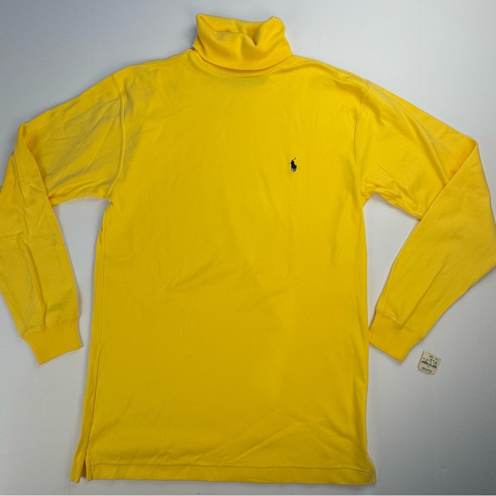 Ralph Lauren Long Sleeve Turtleneck Size Med Yellow Logo Vintage NEW With Tags!